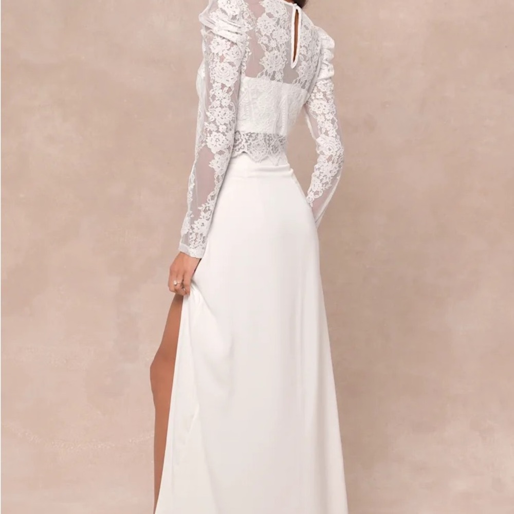 Lulu's Heavenly Promise White Sheer Lace Skirt Only (Two-Piece Set) - Picture 3 of 4
